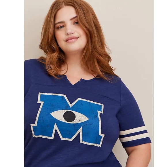 TORRID NWT DISNEY MONSTERS UNIVERSITY FOOTBALL SLUB TOP - Picture 4 of 6